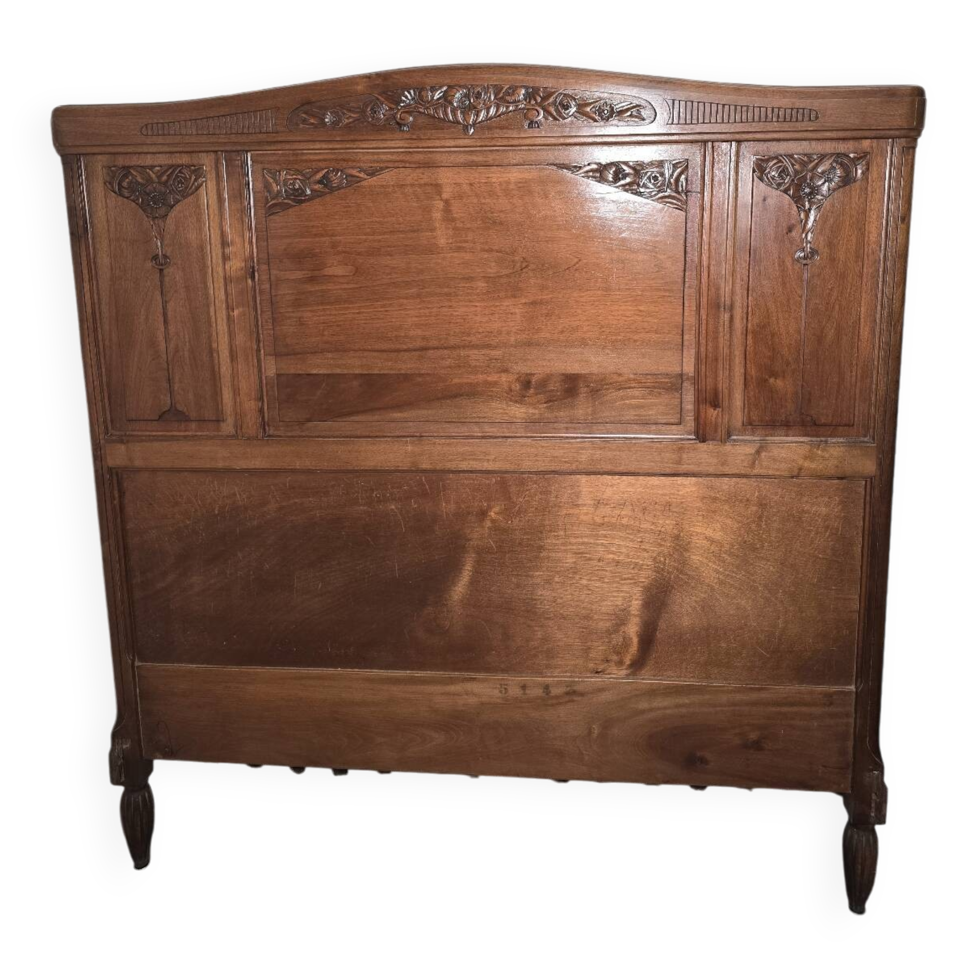 Art Deco walnut headboard