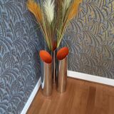 Vintage cylindrical chrome vase from the 1970s.