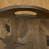 Grand plateau ancien en bois marqueté