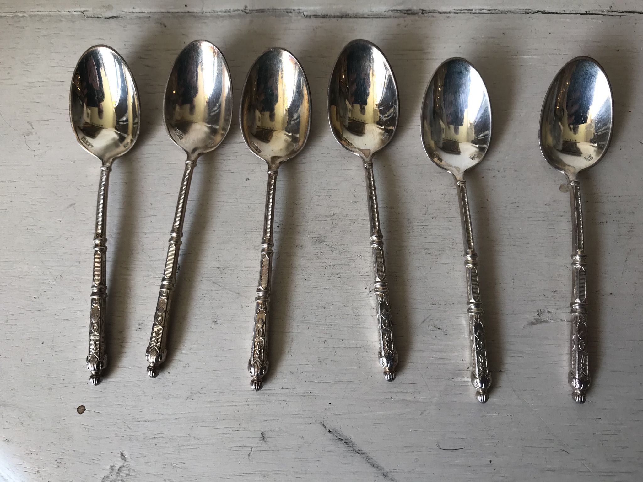 Series of 6 small spoons to mocha metal silver brand sfam russian décor