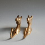 Set of 2 brass horse patères / Vintage coat hanger