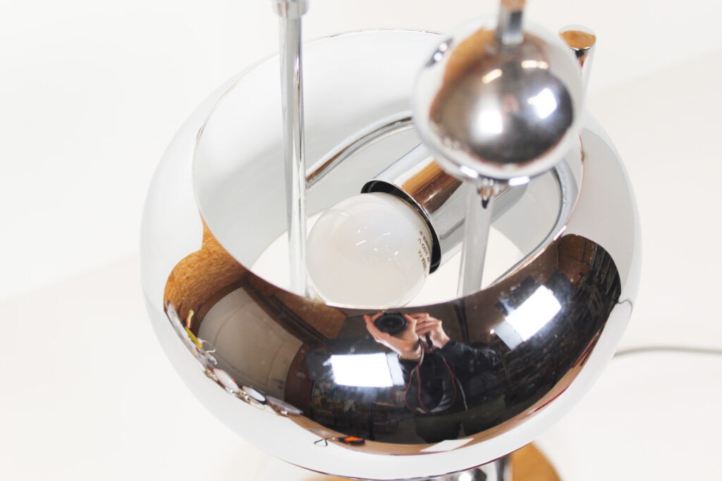 Rare polished metal table lamp by Reggiani, Italy 1970s