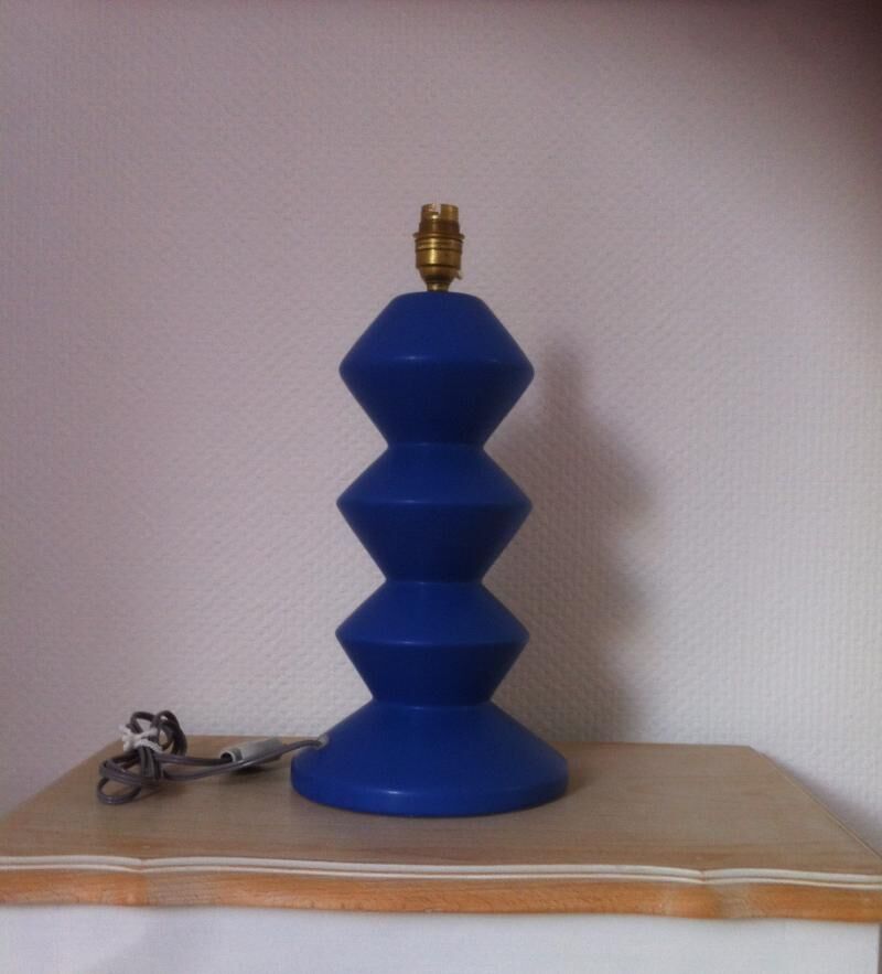 Lampe de table vintage en céramique bleue