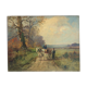 Huile sur toile campagne et charrette