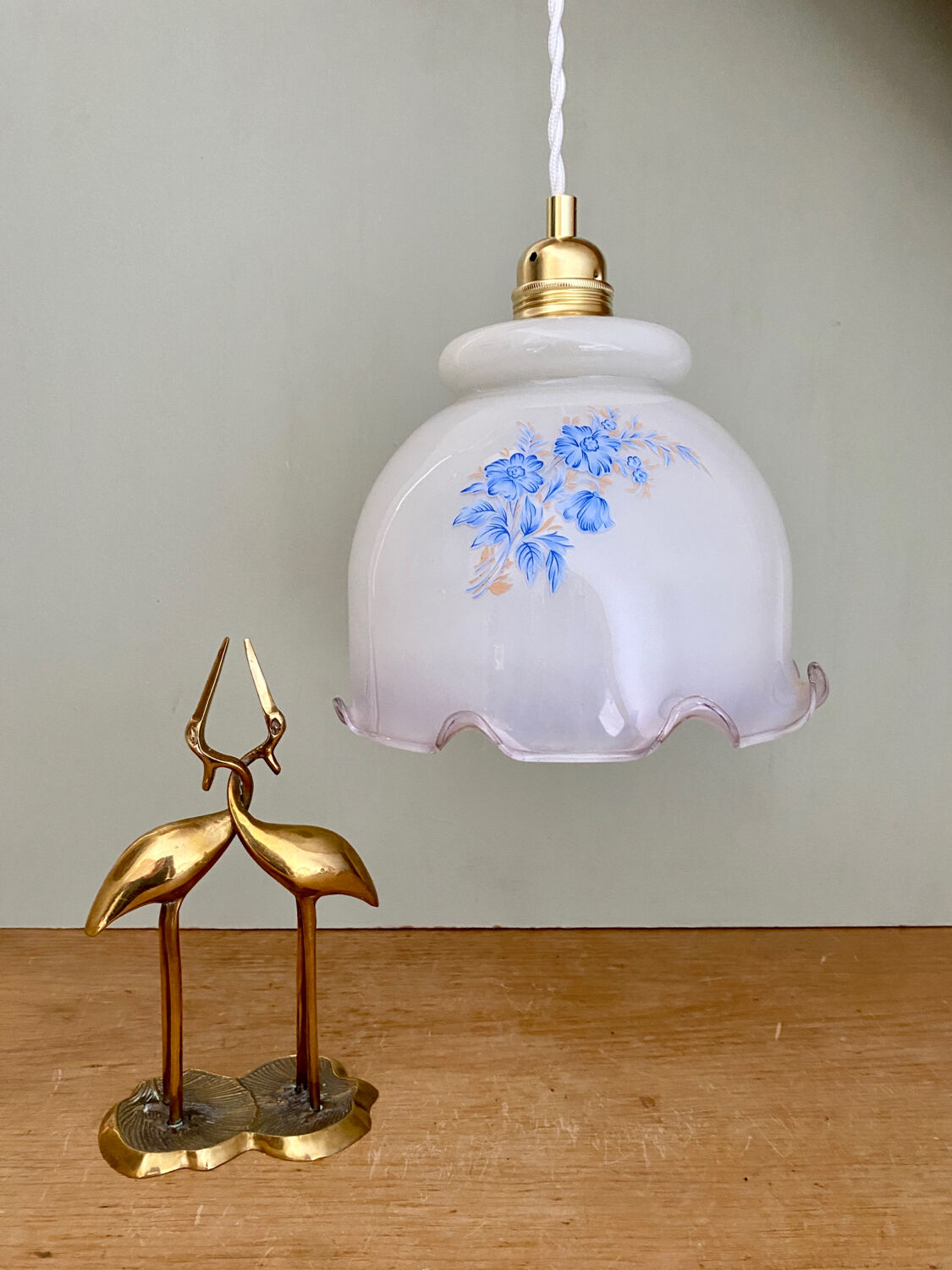 Vintage opaline lampshade pendant