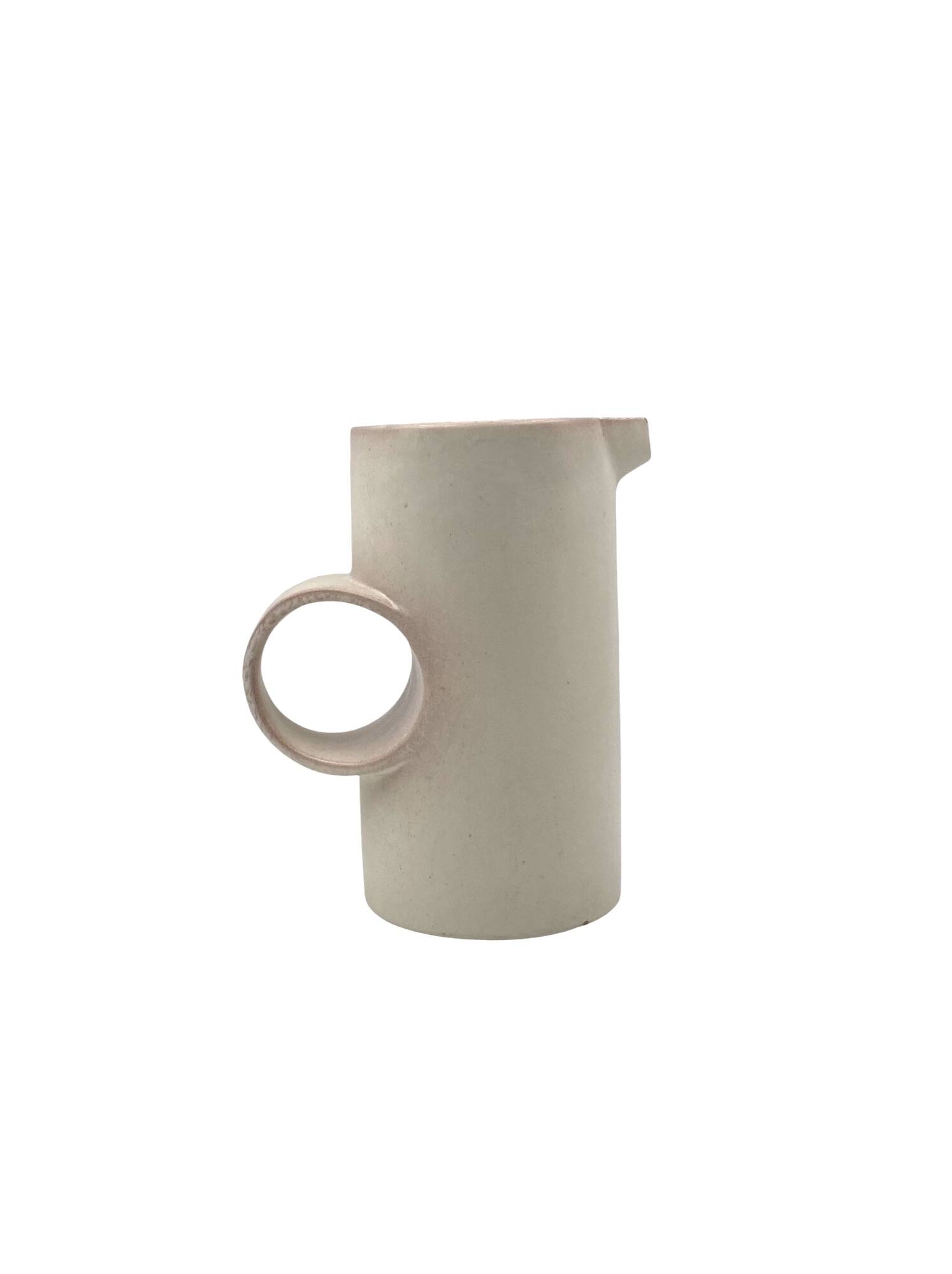 Organic modern white ceramic vase / jug, La Sfera Italy 1980s