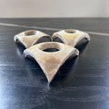 Set of 3 egg cups signed in raku