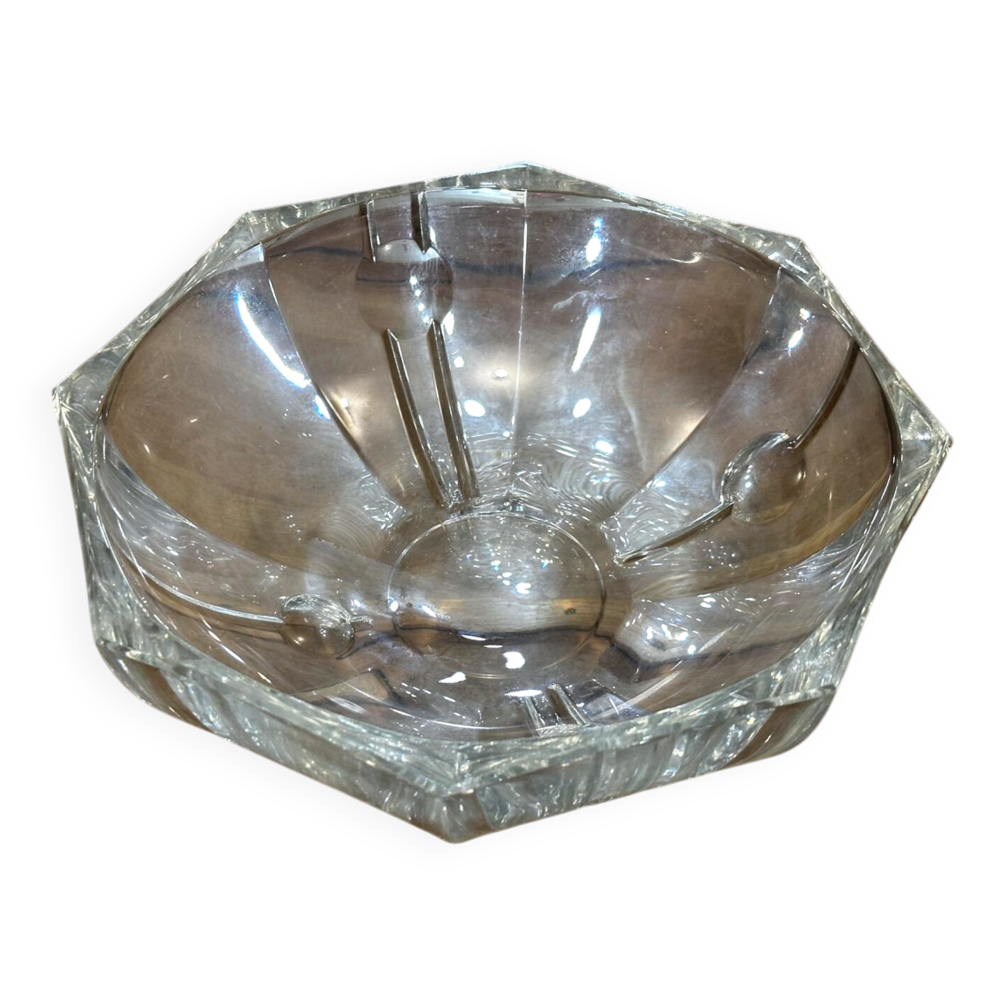 Hexagonal Crystal Bowl / Ashtray Art Deco Period