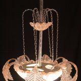 Pink Art Decò Barovier e Toso "Fountain" Pendant Light, Murano Glass, 1940s
