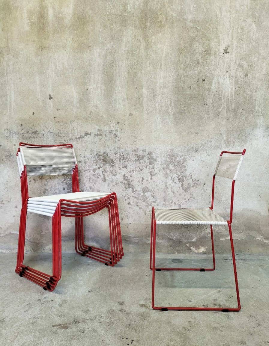 Set of six "Spaghetti" chairs by Giandomenico Belotti