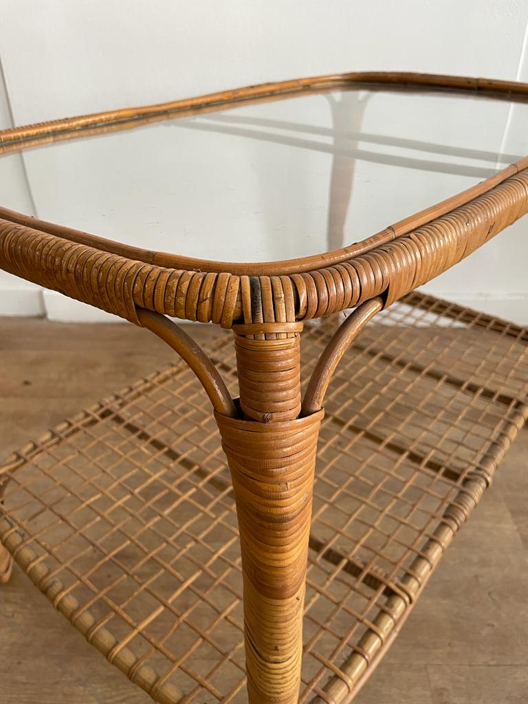 Table basse bambou et verre