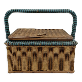 Wicker sewing basket