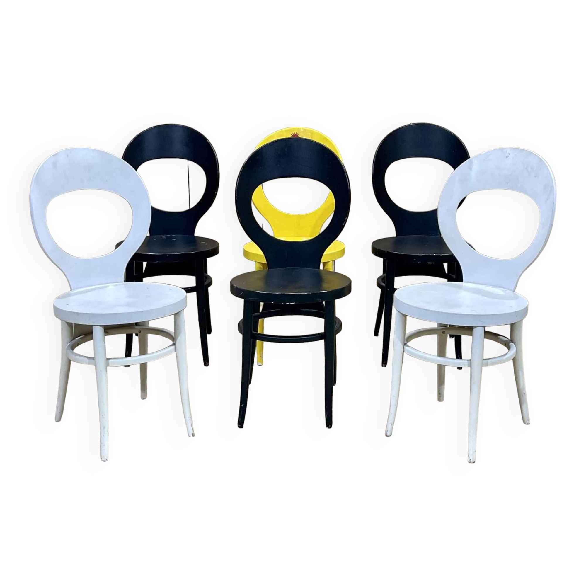 Series of 6 Baumann Mouette model chairs from the 70s