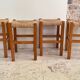 Paire de tabourets bois et paille vintage