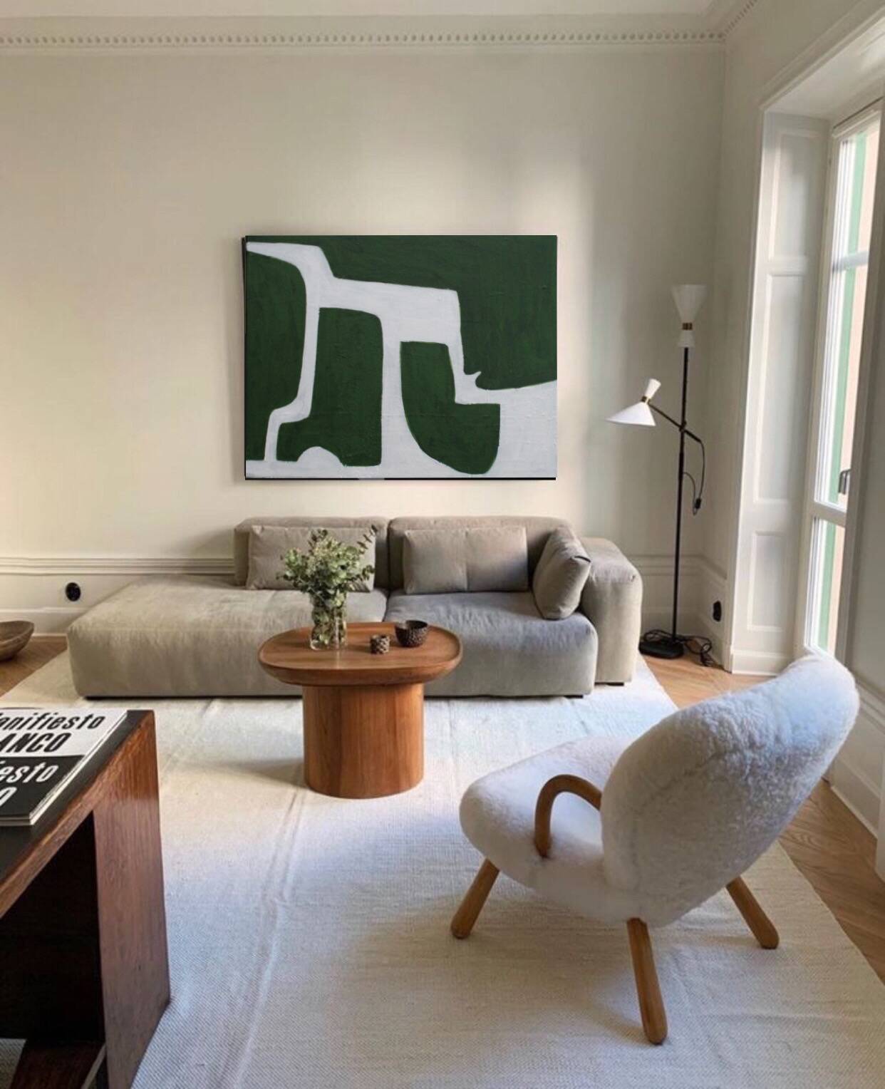 Organic green abstract canvas 100x80cm by Bodasca