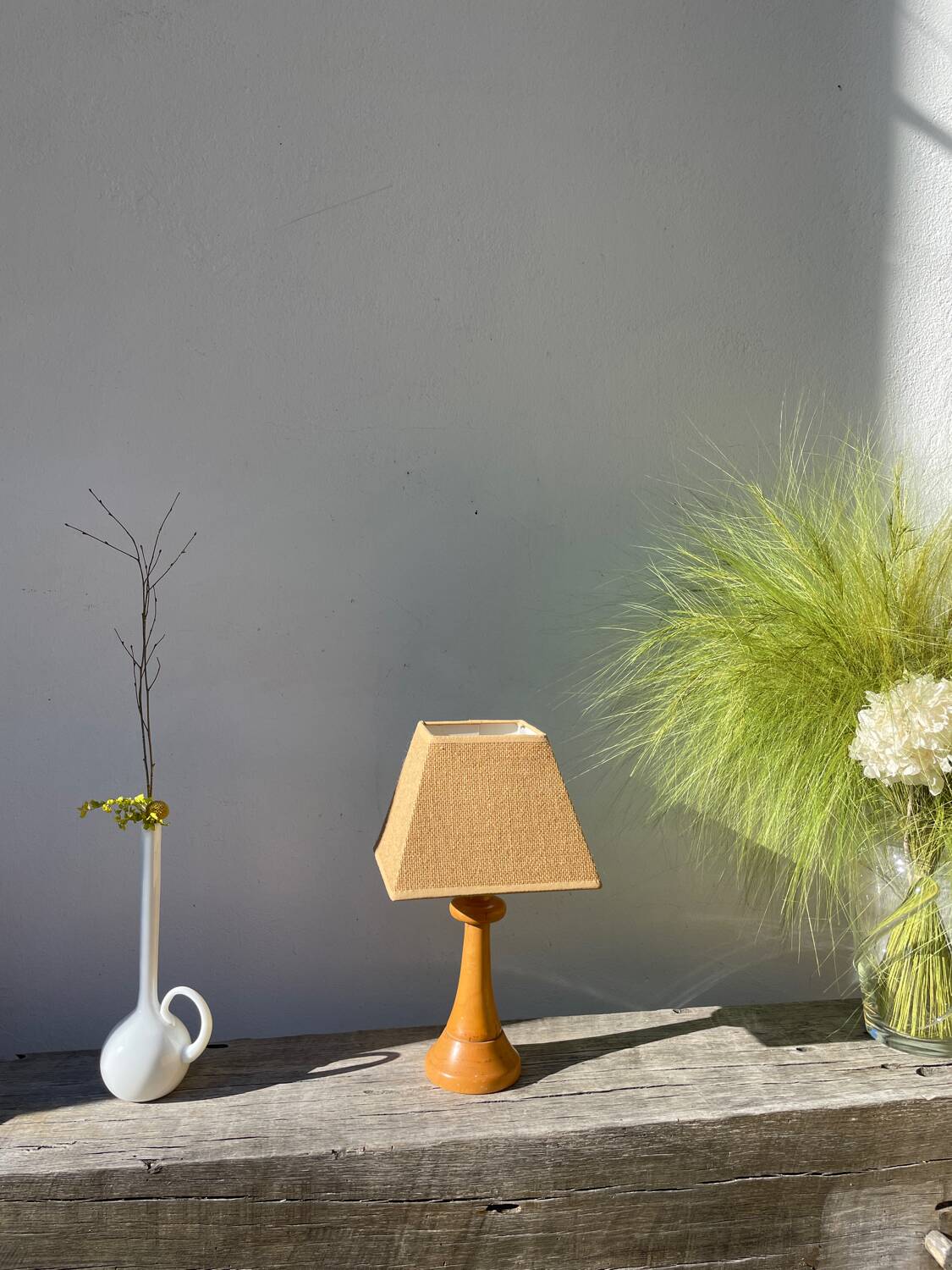 Light turned wood lamp o