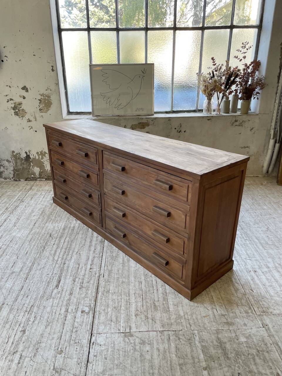 50s pitch pine haberdashery cabinet