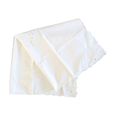 Nappe carrée, brodée, en coton