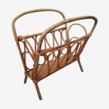 Vintage rattan magazine holder