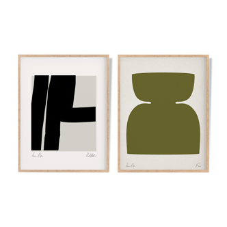 Pair of giclee prints, abstract wall art set of two