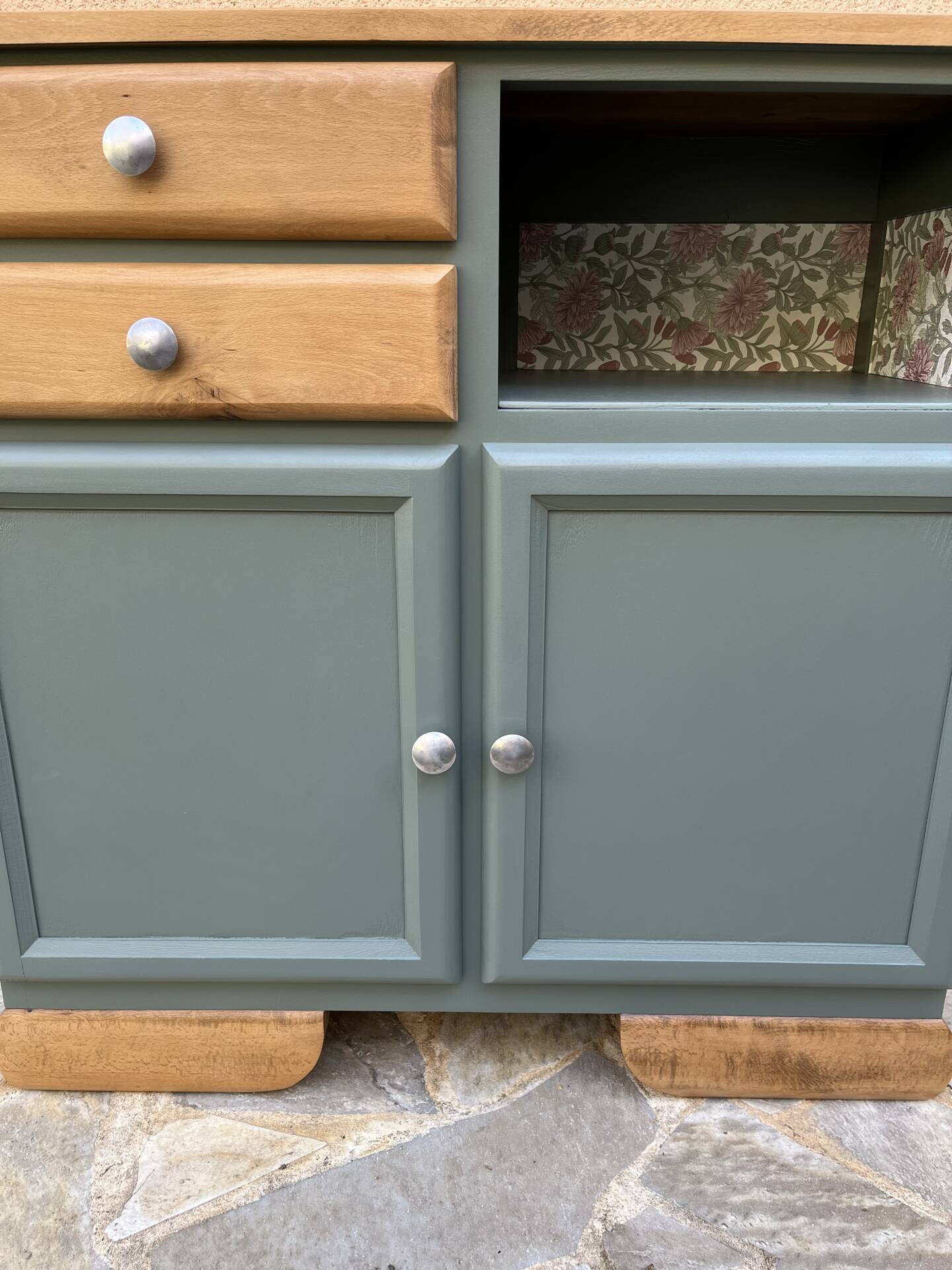 Buffet base Mado renovated green Galane and wood
