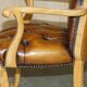 Restored Chesterfield Art Deco 1920 office chair in leather and walnut.