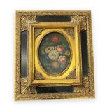 Huile sur panneau, peinture sur bois représentant un bouquet de fleurs