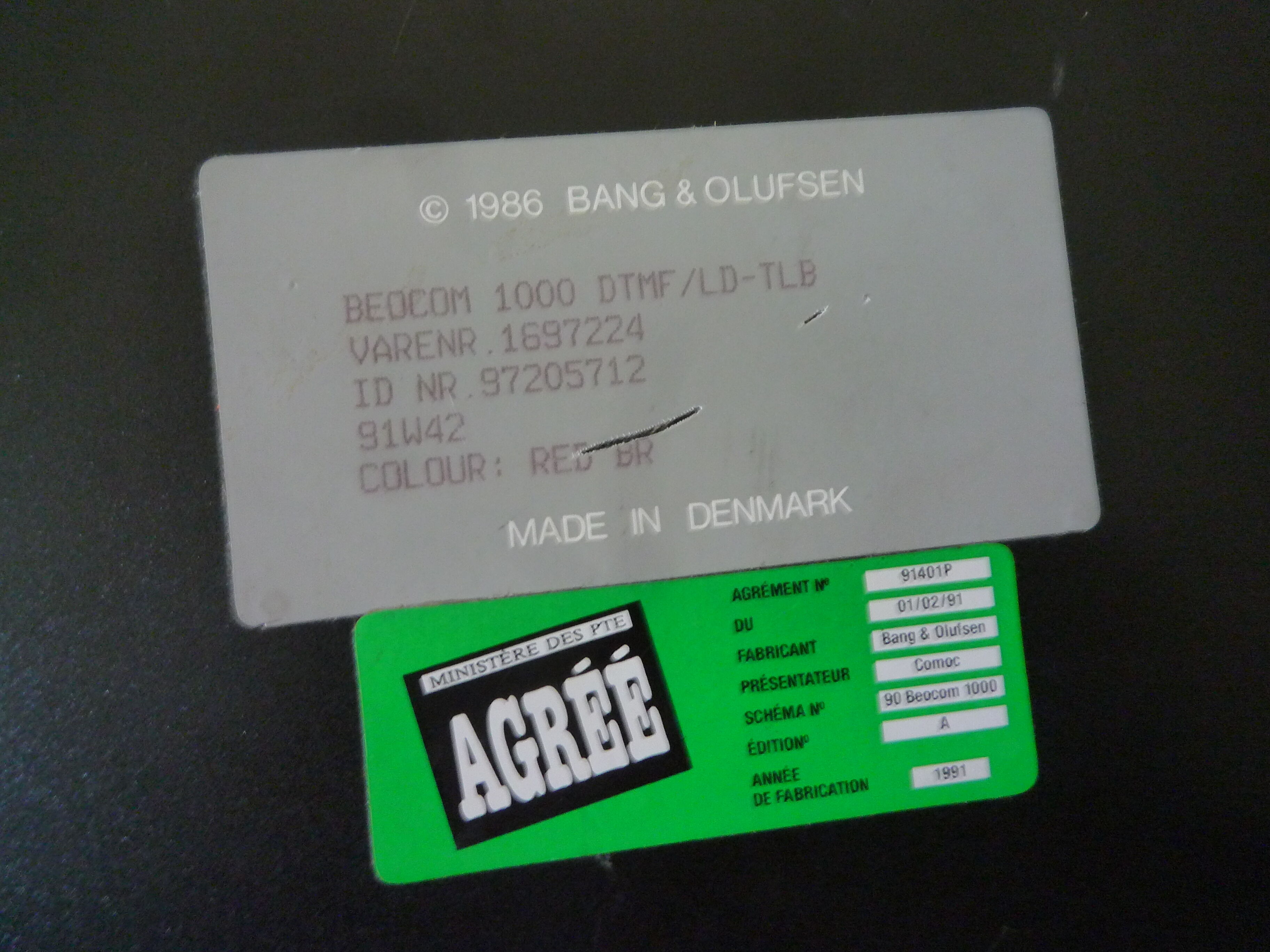 Téléphone Bang & Olufsen, Beocom 2000, millésime 1986, Danemark