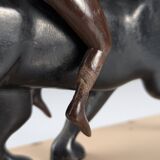 Ariadne and the Panther, Art Deco Sculpture in Wood and Brass, 1920s