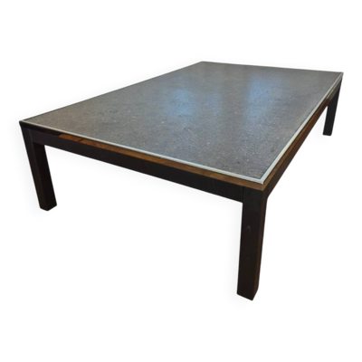 Table basse vintage en ardoise chromée 140 x 80 cm