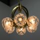 Brass and Glass 6-flamming Chandelier, 1980s