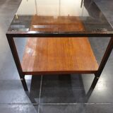 Glass and wood coffee table