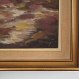 Painting „The Village in the Clouds”, Scandinavian design, 1970s