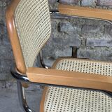 70'S Italian sled chair in beech and chrome aluminum
