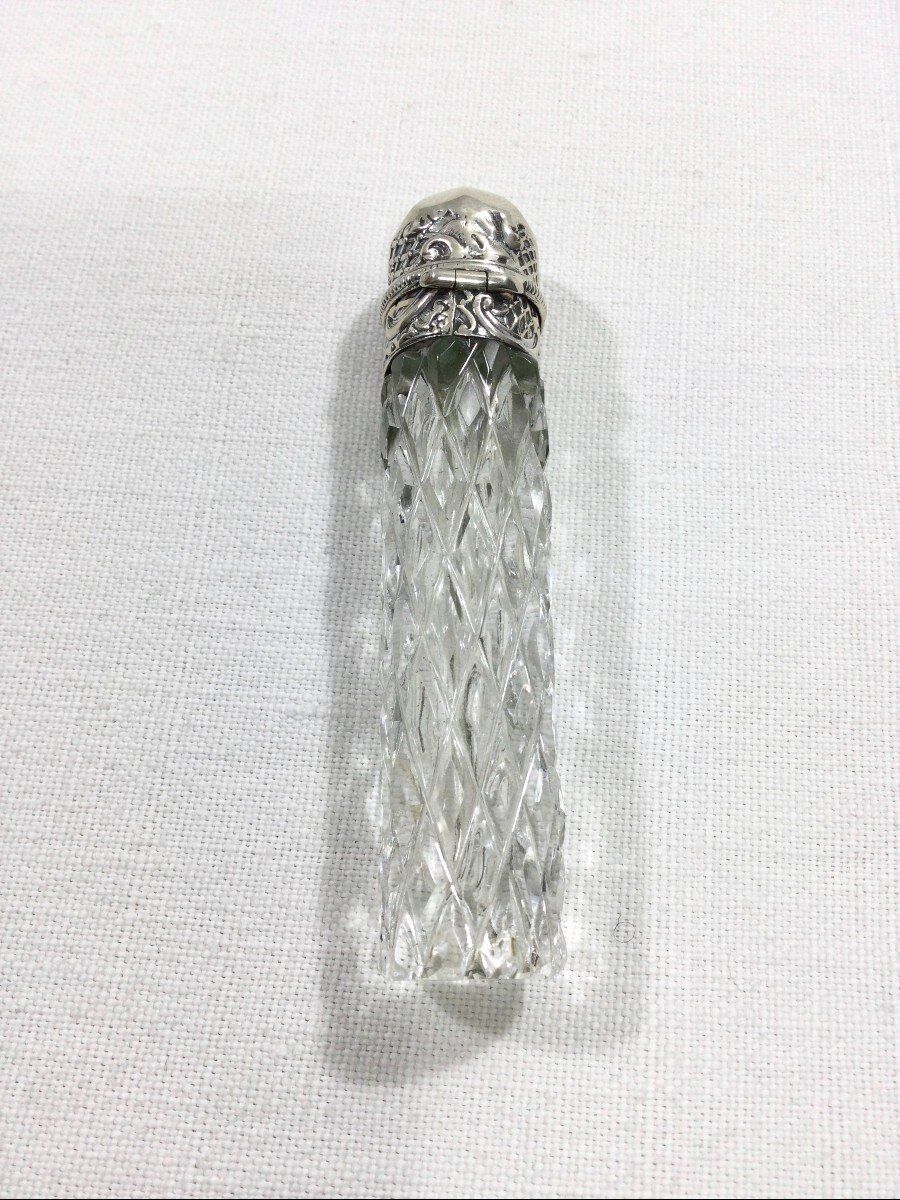 Crystal and silver salt bottle