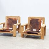 Set of two brutalist lounge chairs