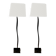 Pair of hammered black metal floor lamps with white shades.