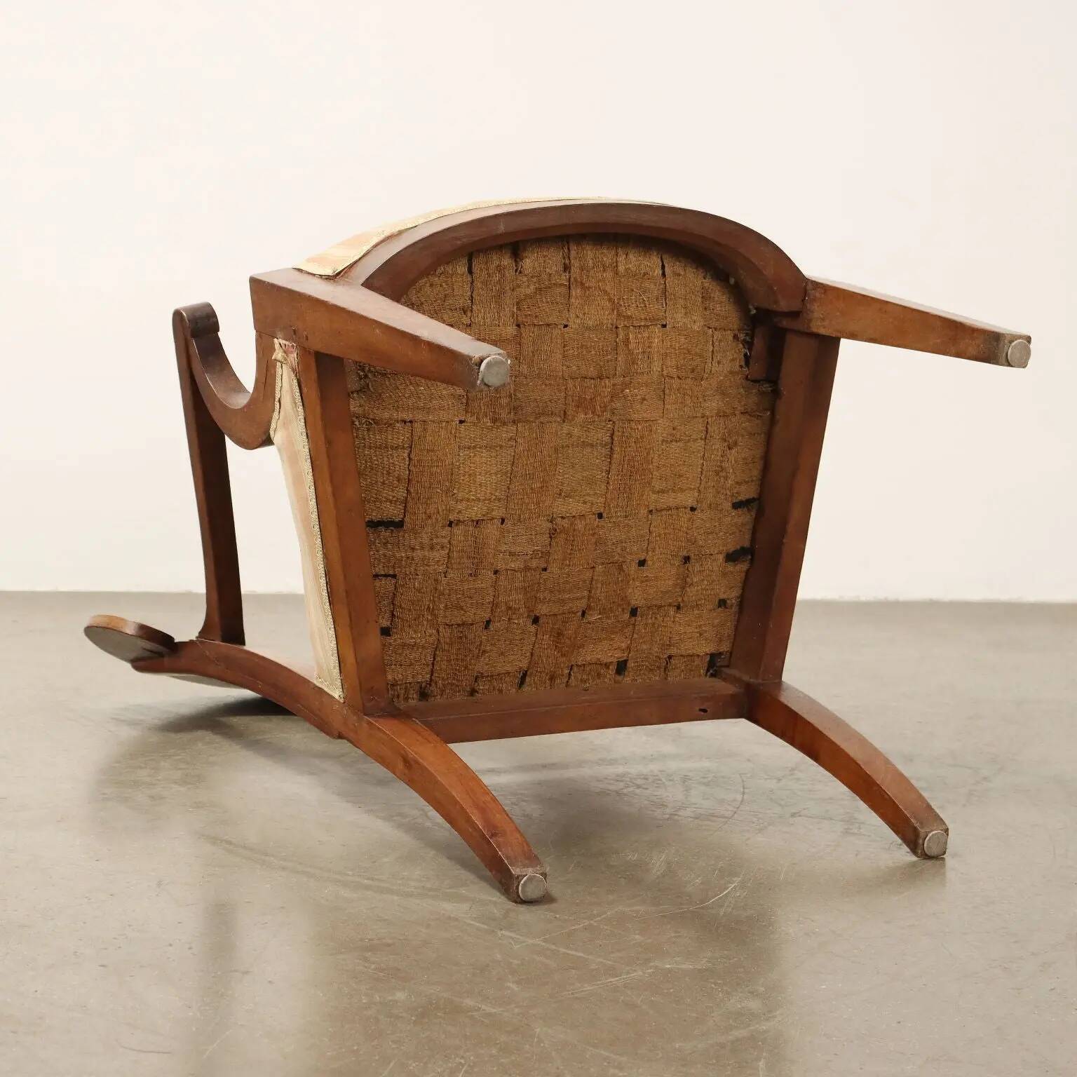 Paire de fauteuils Directoire anciens en merisier et tissu XVIII-XIX siècle