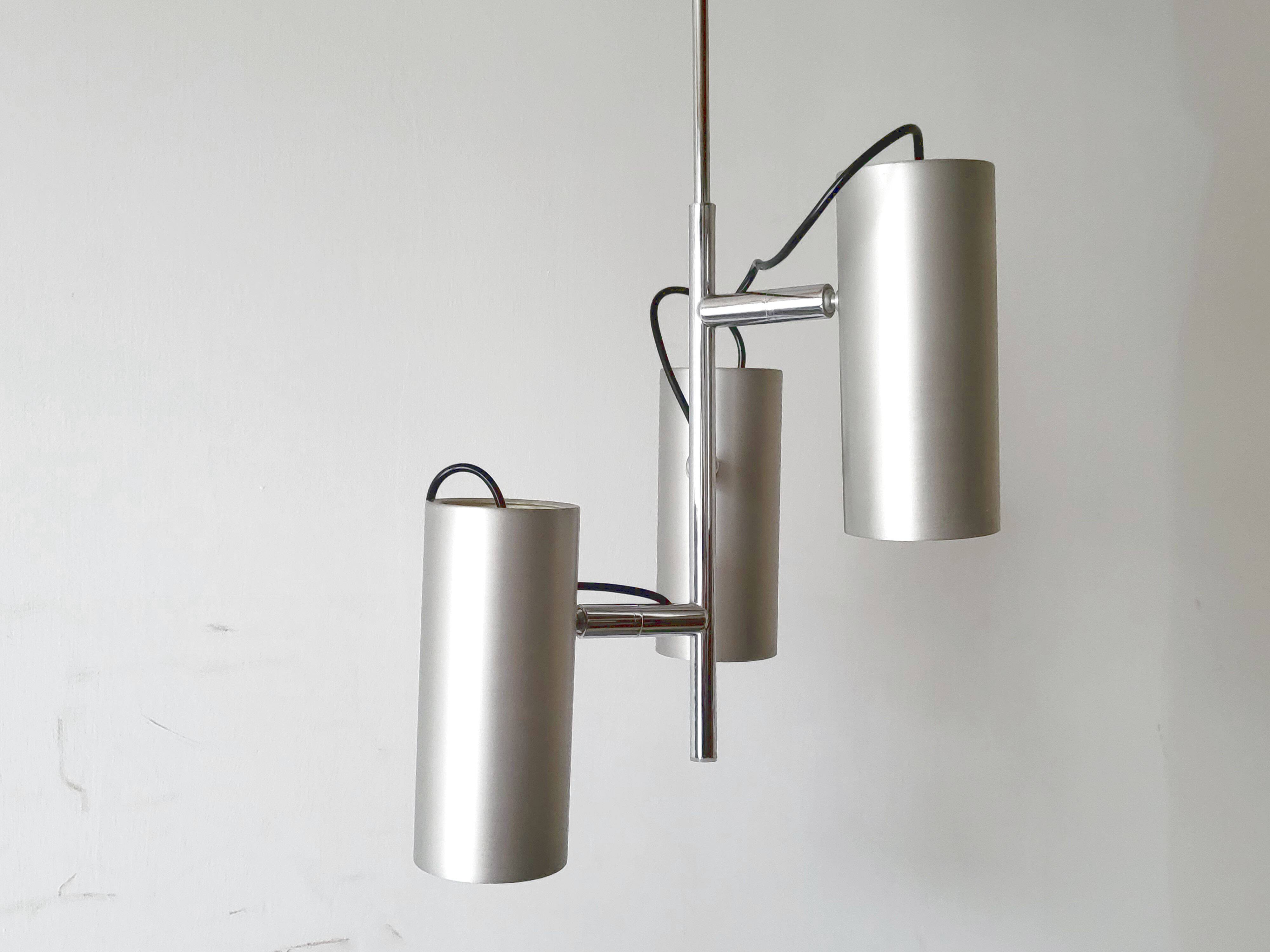 Vintage space age 1970 pendant light in brushed steel