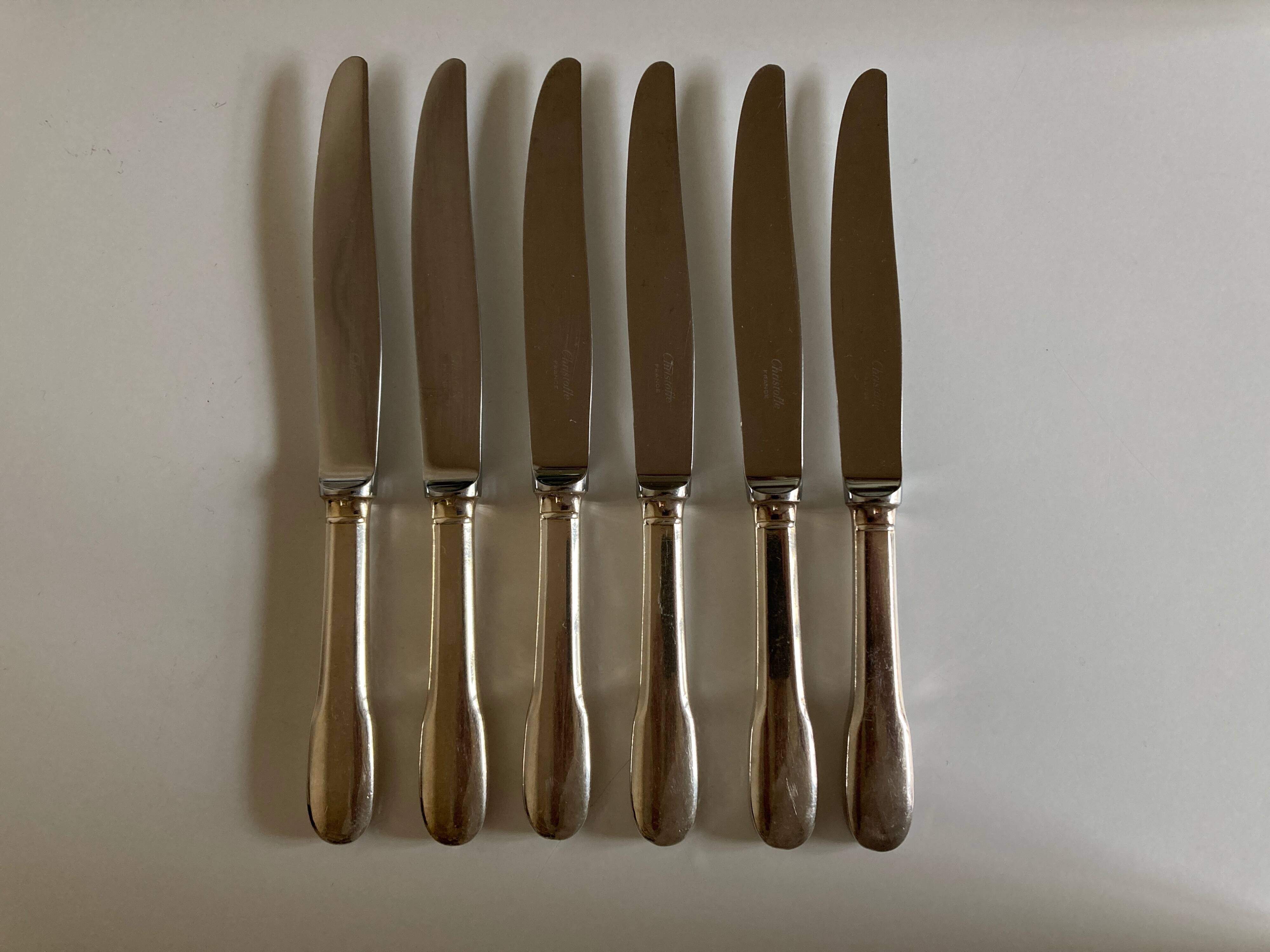 Set of 6 Cluny Vieux Paris knives Christofle