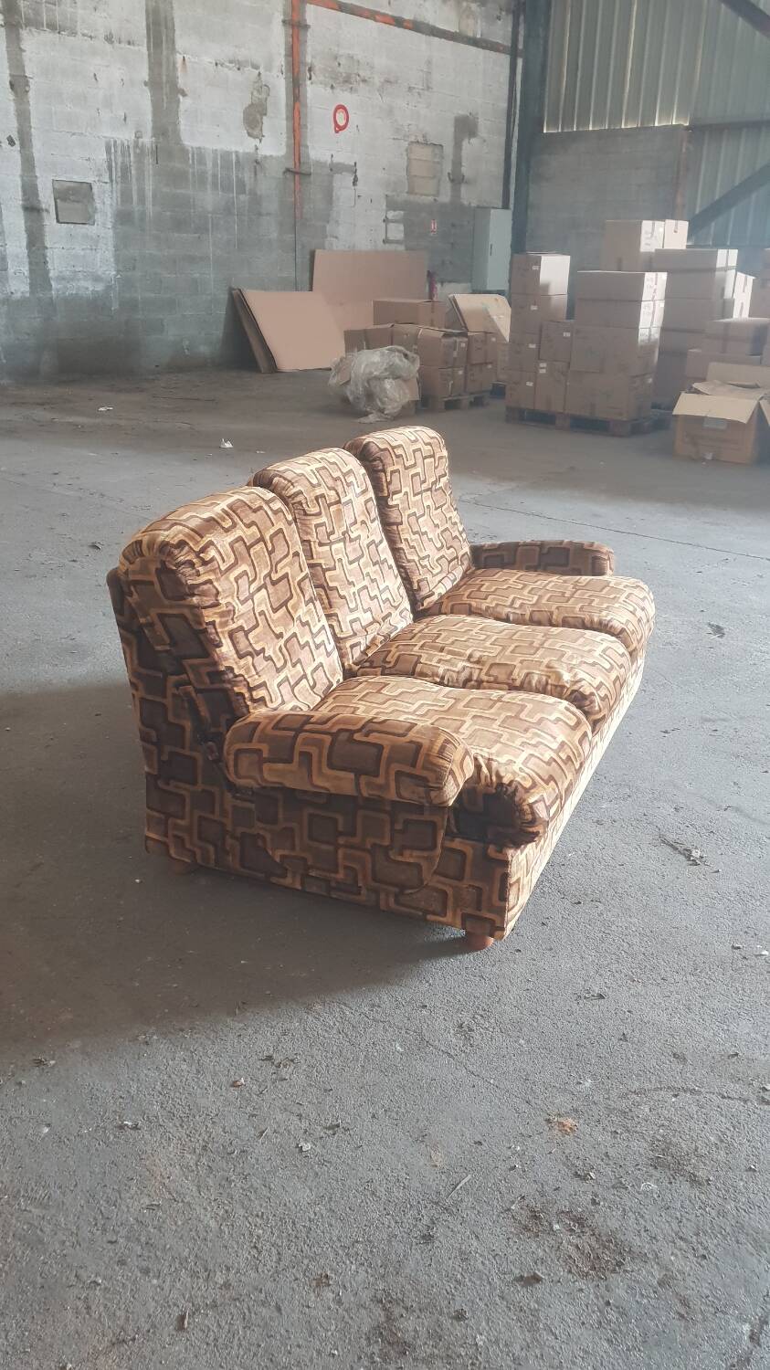 1970s velvet convertible sofa