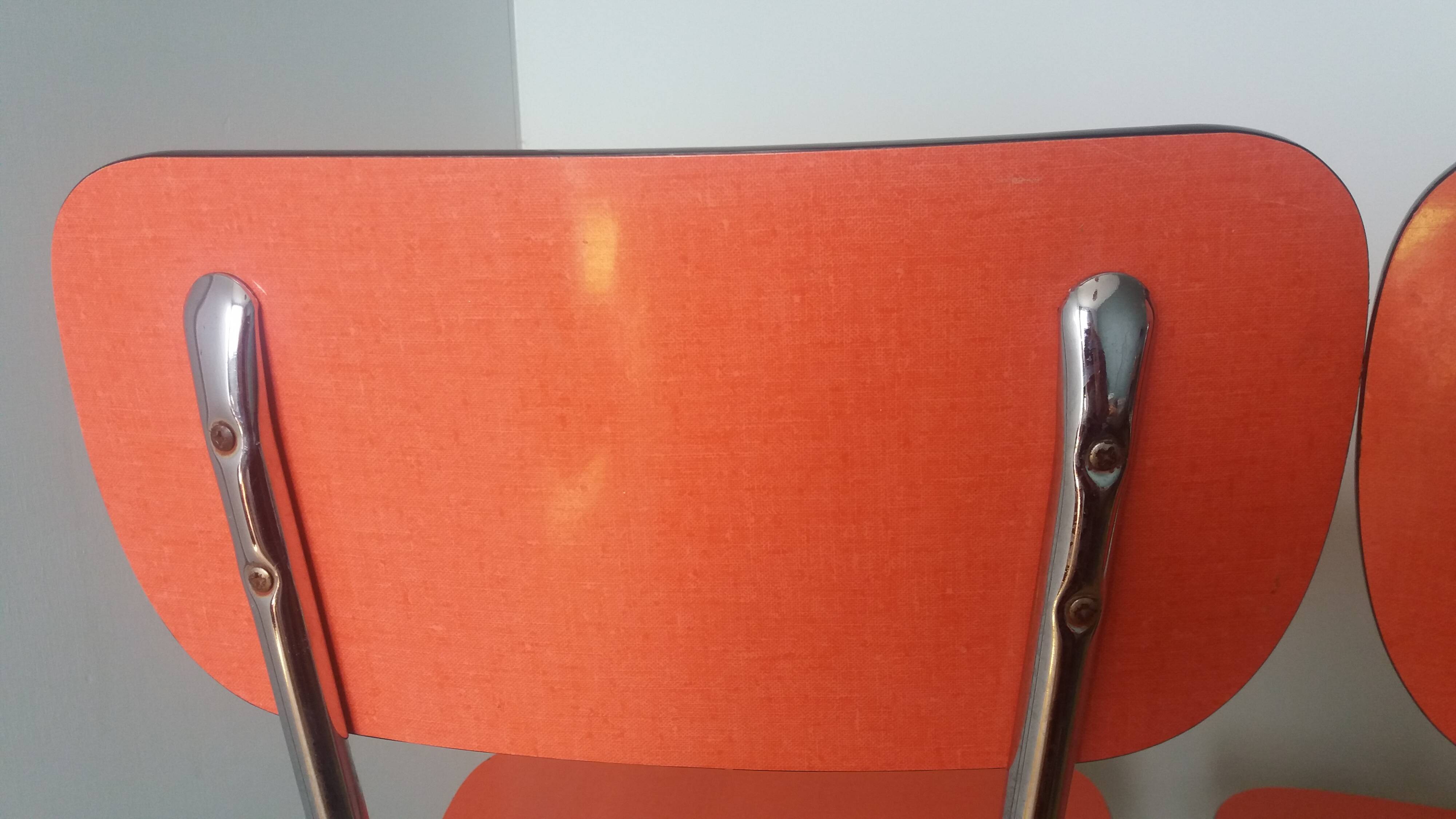Chaises en formica et métal chromé