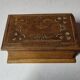 Small antique wooden chest / box with engraving