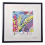 Vintage map of Jura France Switzerland 43x43cm from 1950