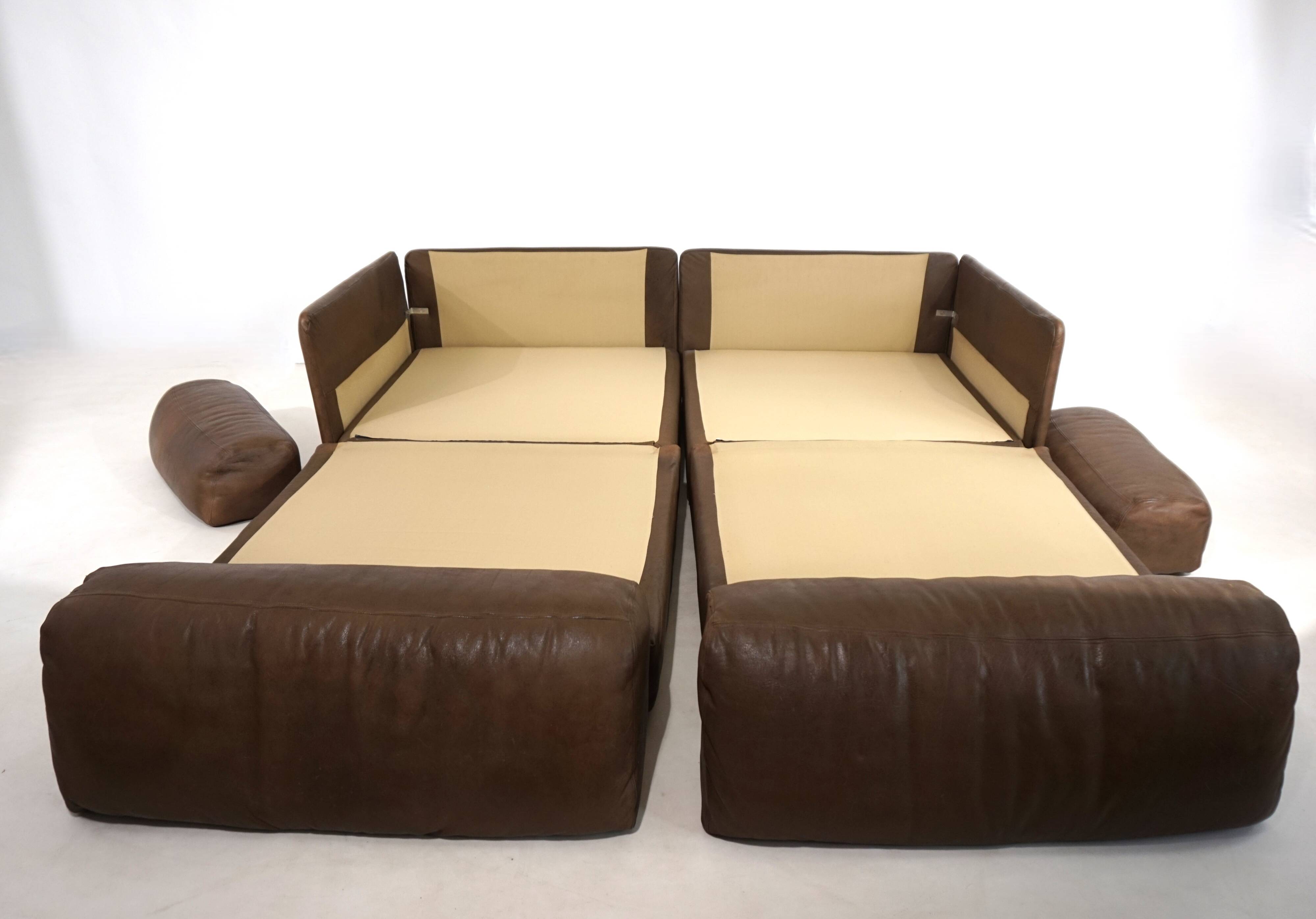 De Sede DS-76 leather double sofa bed, 1970