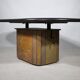Brutalist stone copper brass design coffee table by Paul Kingma, 70s 80s