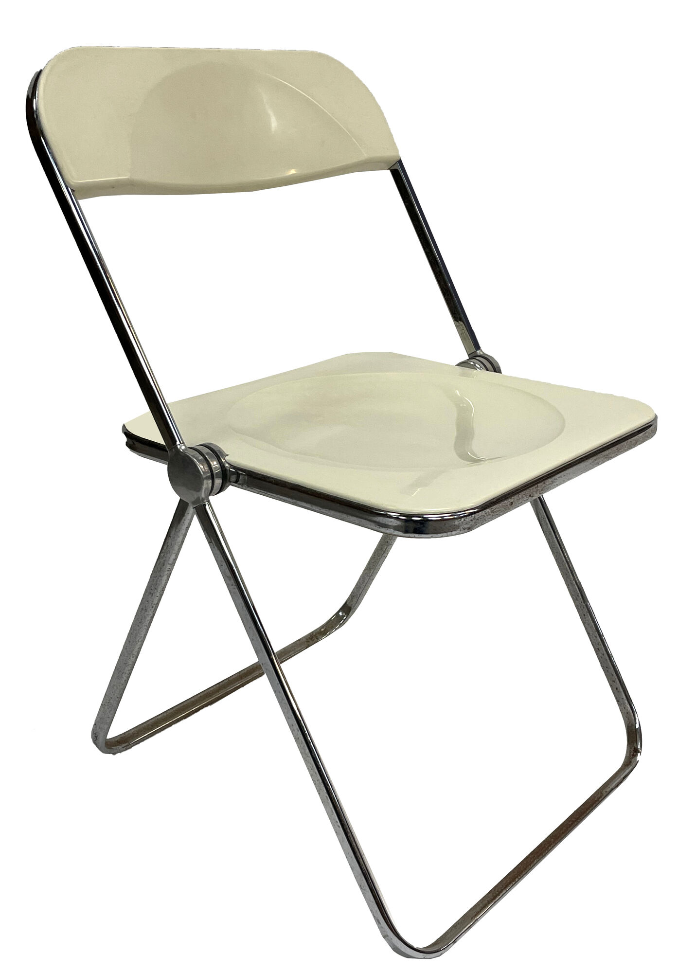 Giancarlo piretti plia lucite folding chair for castelli in white creme