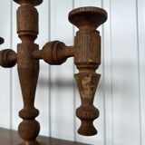 Chandelier / candélabre scandinave en bois tourné années 50/60