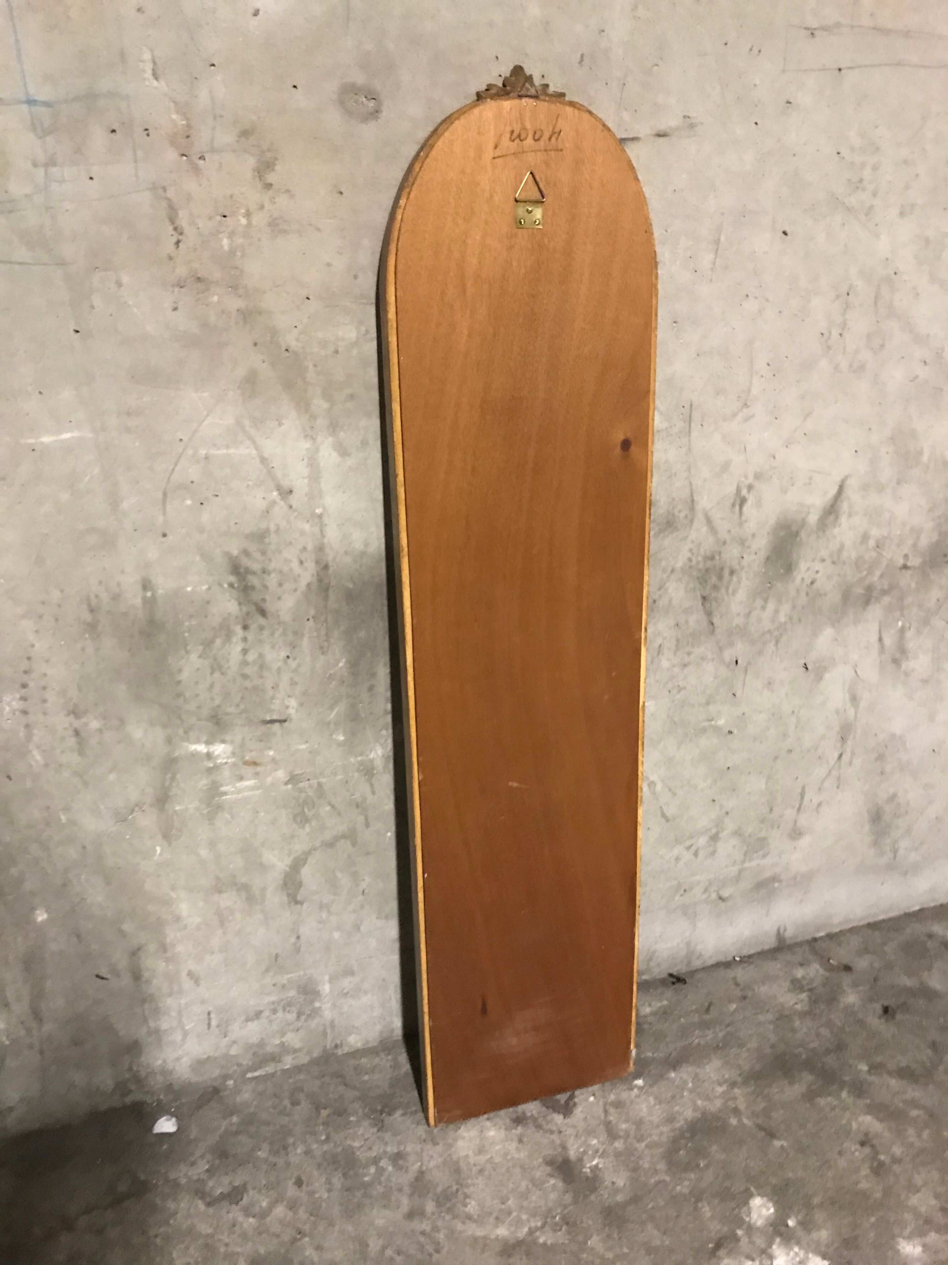 Fitted gilded wood Louis XVI mirror, 113x27cm