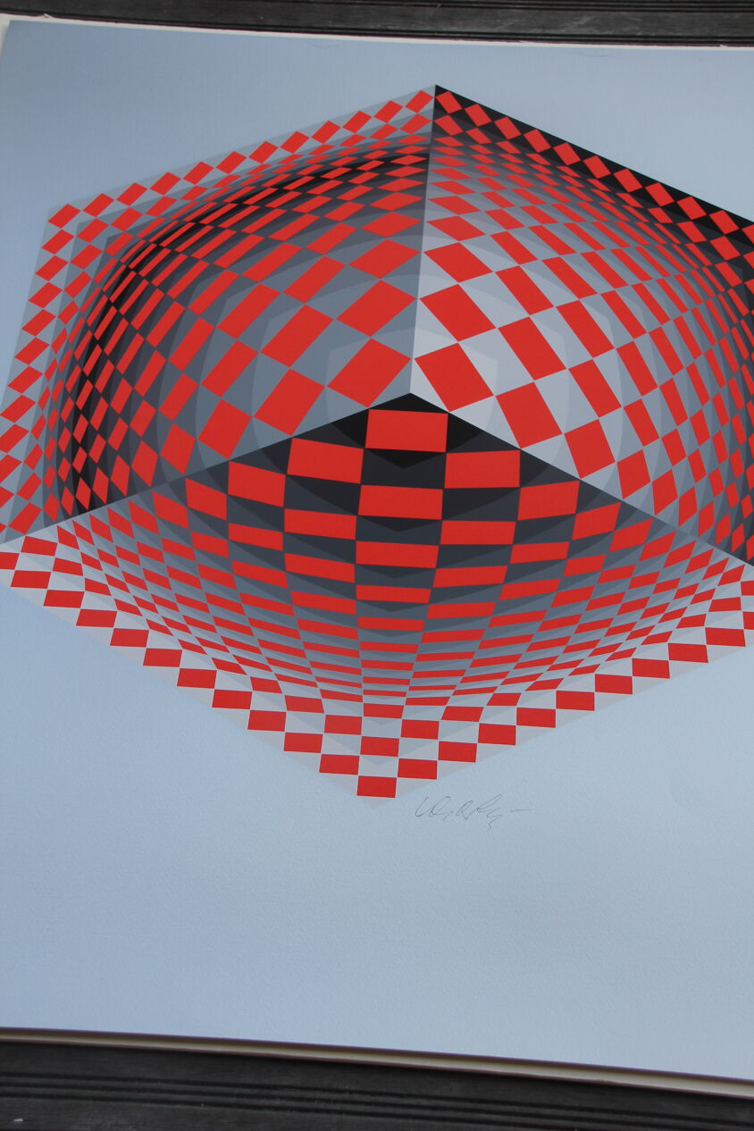 Victor Vasarely silkscreen print signed numbered op art Victor Vasarely silkscreen print signed numbered op art